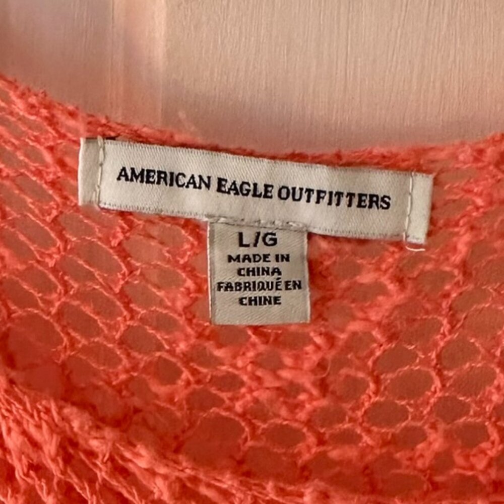 American Eagle Knit Peach Front Pocket Sweater - Size Large - Picture 3 of 3